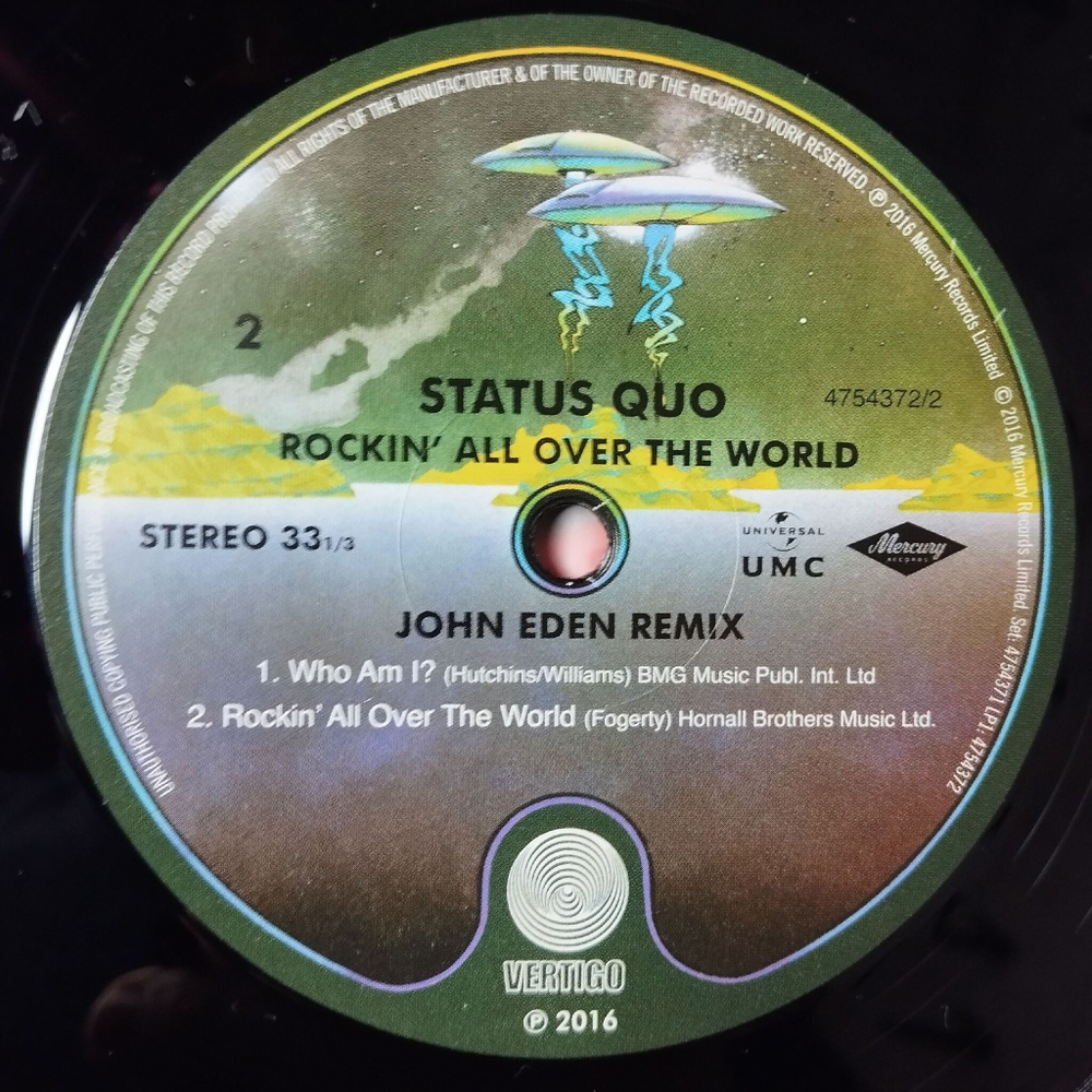 Винтажная виниловая пластинка LP Status Quo Rockin All Over The World John Eden Remix (EU 2016)