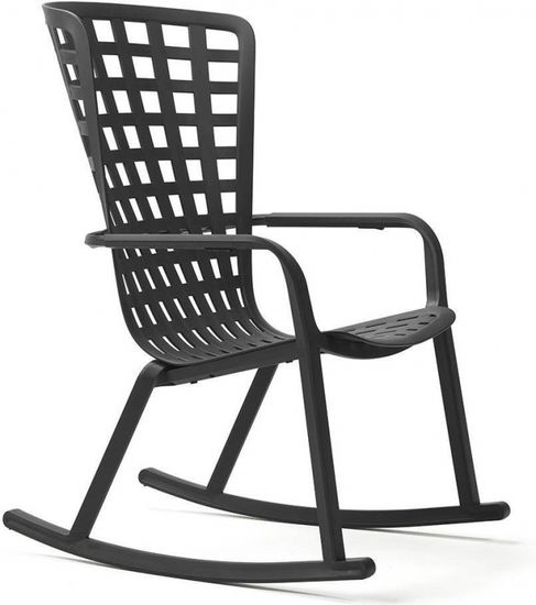 Кресло-качалка Folio пластиковое чернок с розовой подушкой Nardi Италия