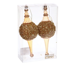 Елочные украшения "Мерцание ночи" 6.5*6.5*19.5 см (набор 2 шт), Золотой (Серпантин)