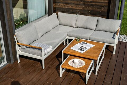 Лаунж зона из алюминия Joygarden МАЯ L, White Matte (белый матовый), светло-серый