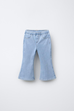 ZARA ЛЕГИНСЫ FLARE С ЭФФЕКТОМ ДЕНИМА, ГОЛУБОЙ