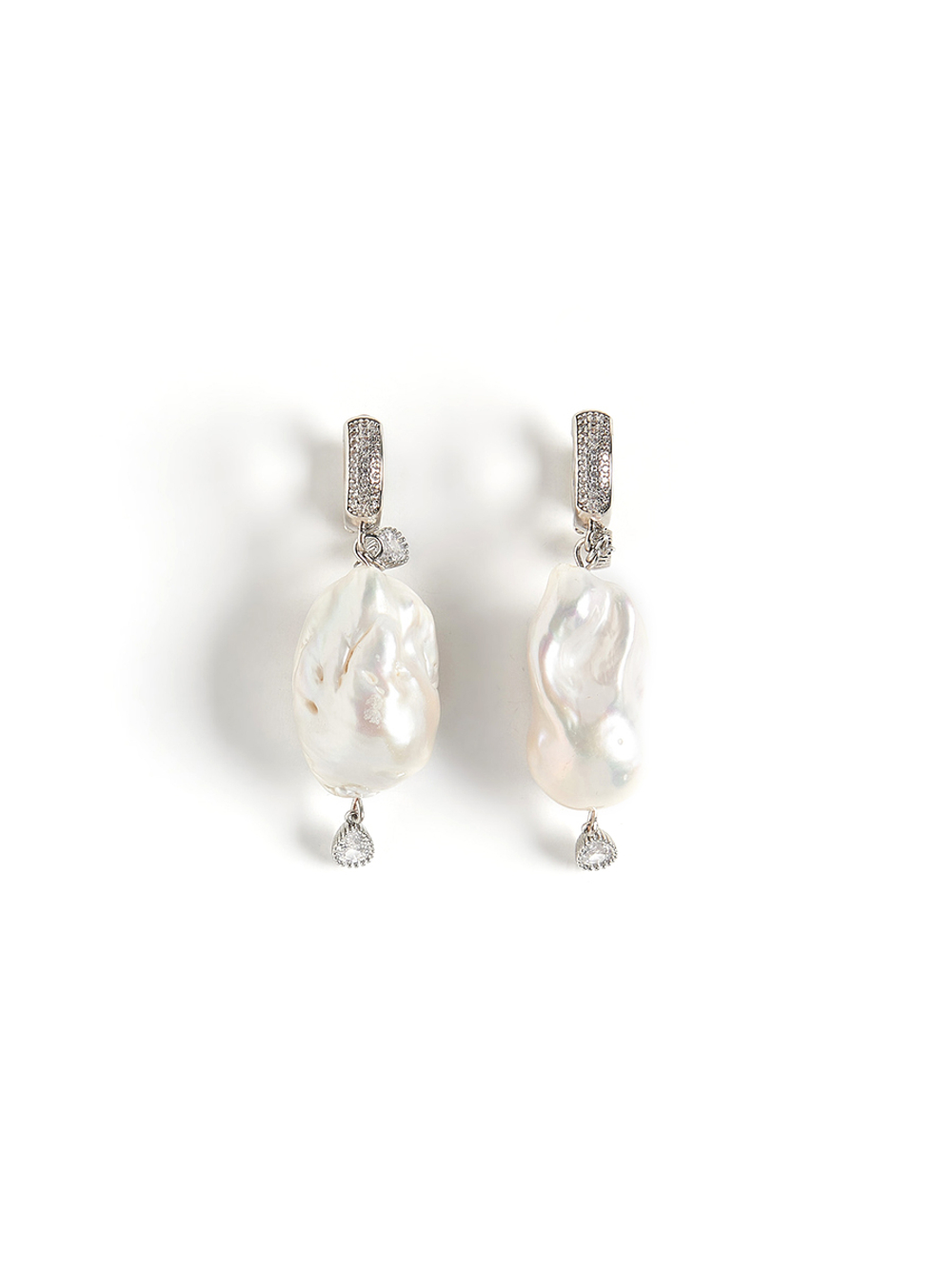 Серьги "Two drops pearl" Silver