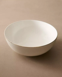 ZARA HOME ФАРФОРОВАЯ САЛАТНИЦА С ЗОЛОТЫМ ОБОДКОМ, ЗОЛОТОЙ