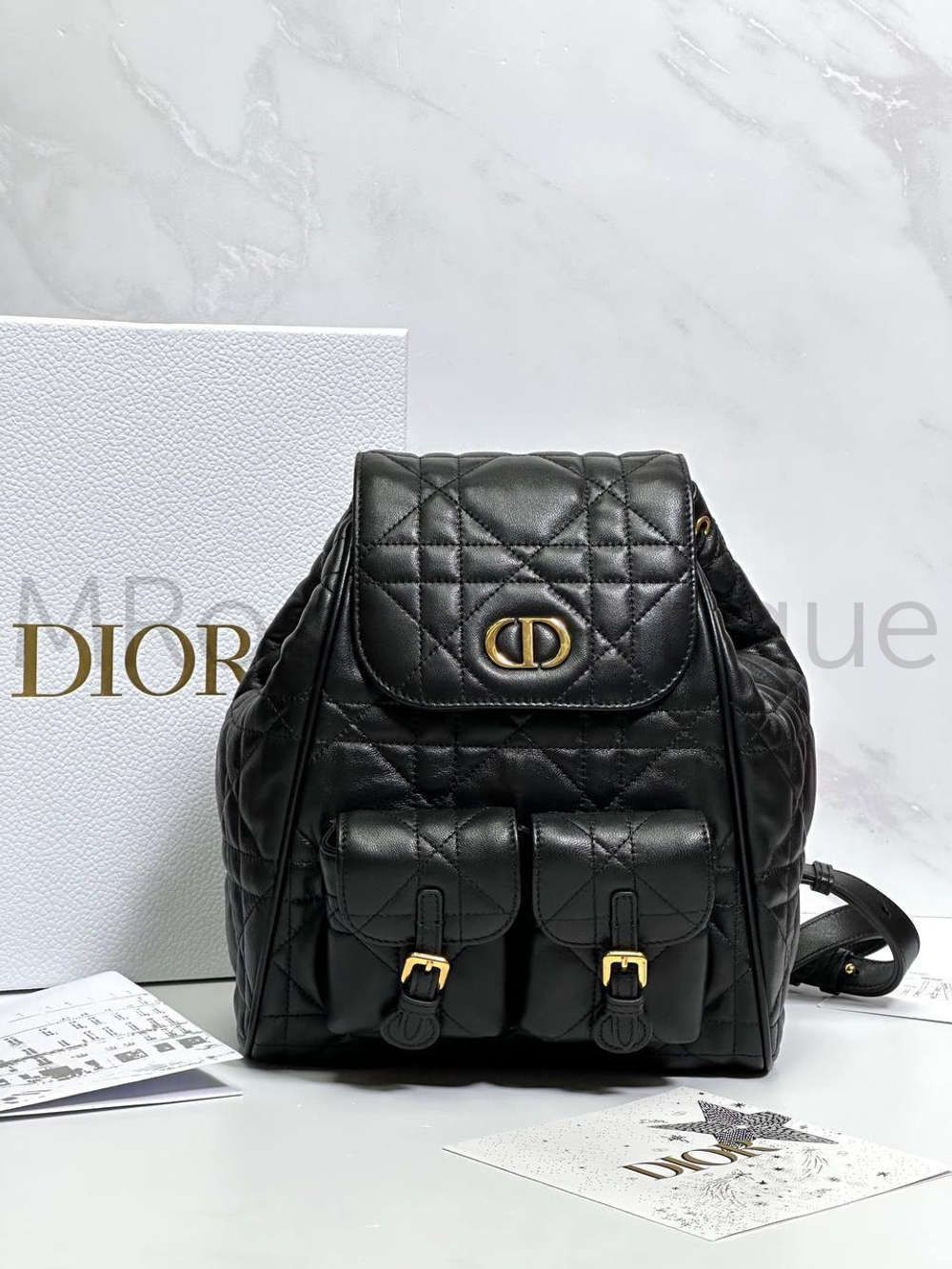 Рюкзак Dior Caro женский кожаный в черном цвете