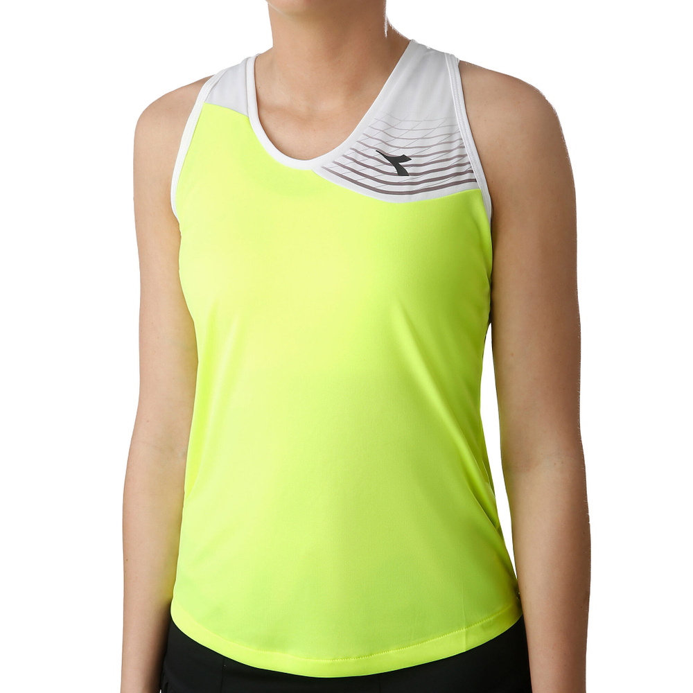 Женская теннисная майка Diadora Court Tank Top Women - Neon Yellow, White