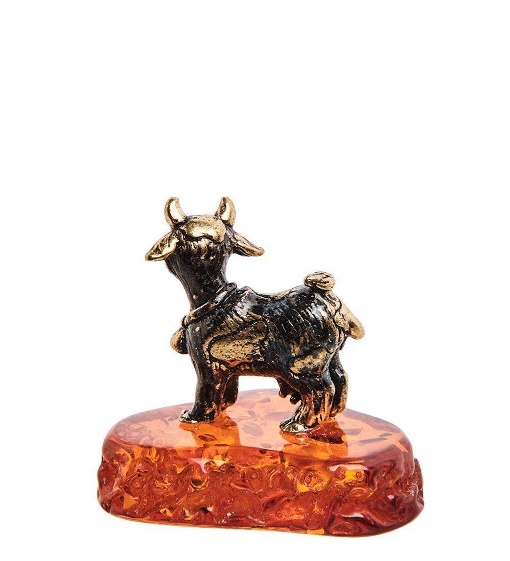 Народные промыслы AM-3096 Фигурка «Корова Милка» (латунь, янтарь)