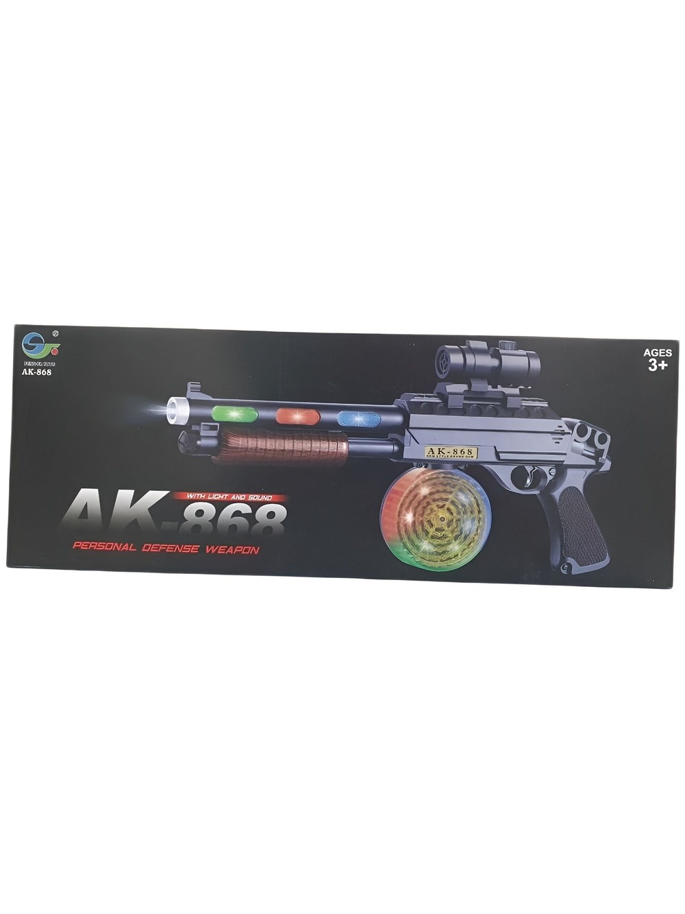 Детский автомат AK-868 со звуком и светом, подвижный затвор и барабан