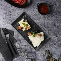 Блюдо прямоугольное 26*13 см h1,6 см с бортами Side Up2 Black Raw Stellar P.L. Proff Cuisine [4]