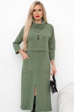 Платье трикотажное с разрезом (полынь) Р11-2008/3 Nikol