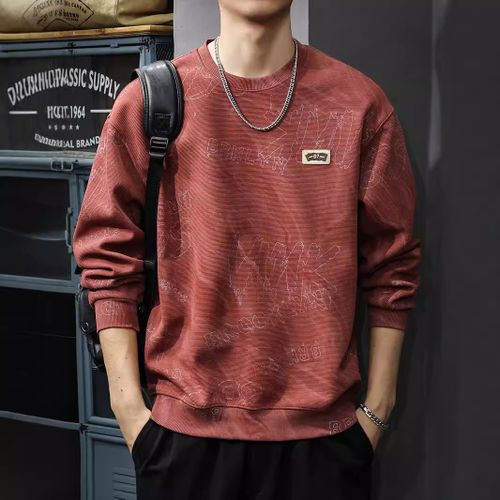 Толстовка осенняя стираная с облаками, с длинными рукавами в американском стиле