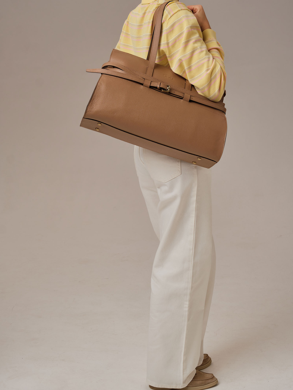 Кожаная сумка Rumi DBR 31152 коричневый капучино