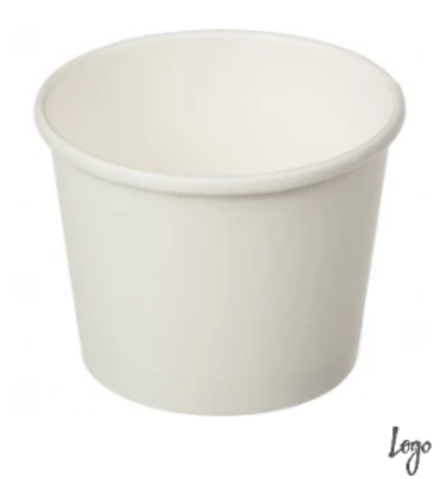 Контейнер бумажный 300 мл, d=98мм h=74 , белый, Biobox
