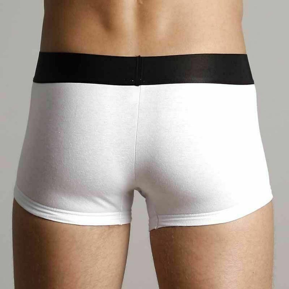 Мужские трусы боксеры белые с черной резинкой и красными буквами Calvin Klein Black Waistband Boxer White