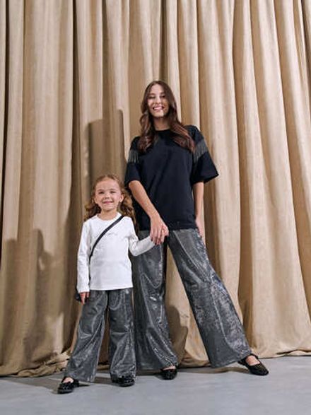 Брюки палаццо из люрекса "Серебро"