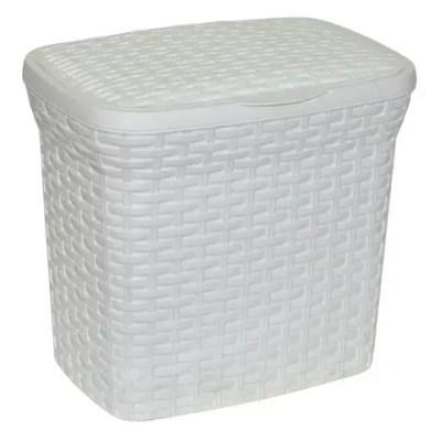 Контейнер для стирального порошка 10л Ротанг белый 77-6596