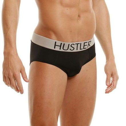 Мужские трусы брифы черные на широкой резинке из микрофибры Hustler