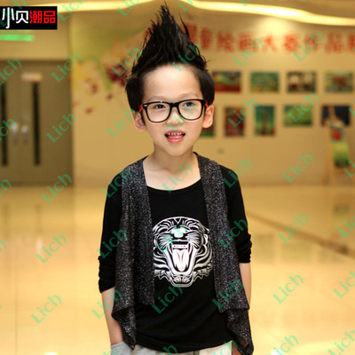 Комплект детский из лонгслива с принтом тигра и жилета