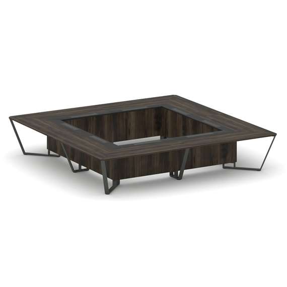 Steel Meet Стол переговорный квадратный KMK-PR.B.SP-20K2 Дуб Мали/Графит Глянец/Металл Антрацит 4000