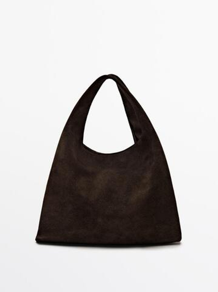 Massimo Dutti Замшевая сумка, коричневый