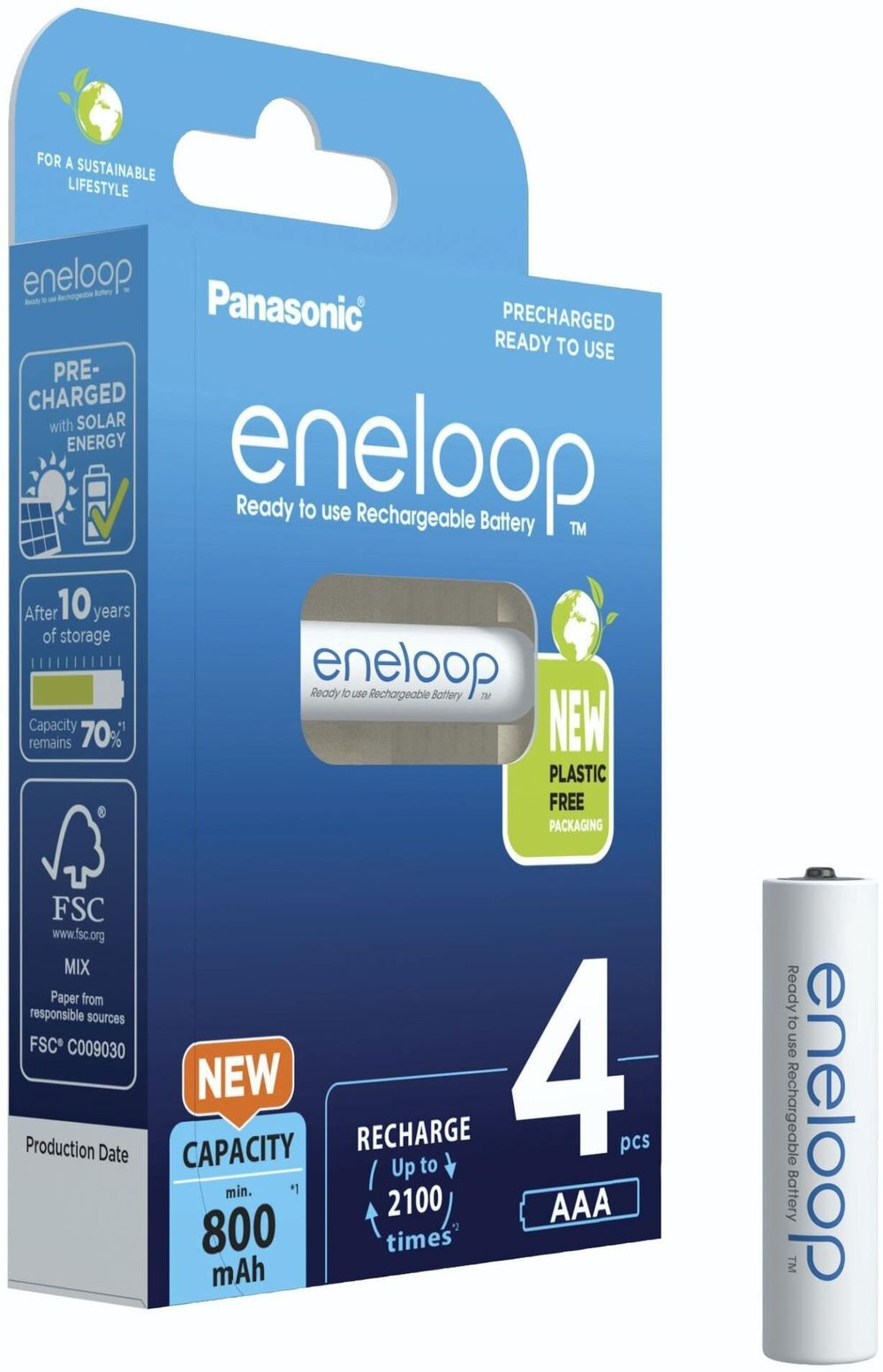 Аккумулятор Panasonic Eneloop BK-4MCDE/4BE 800 mAh 4шт AAA