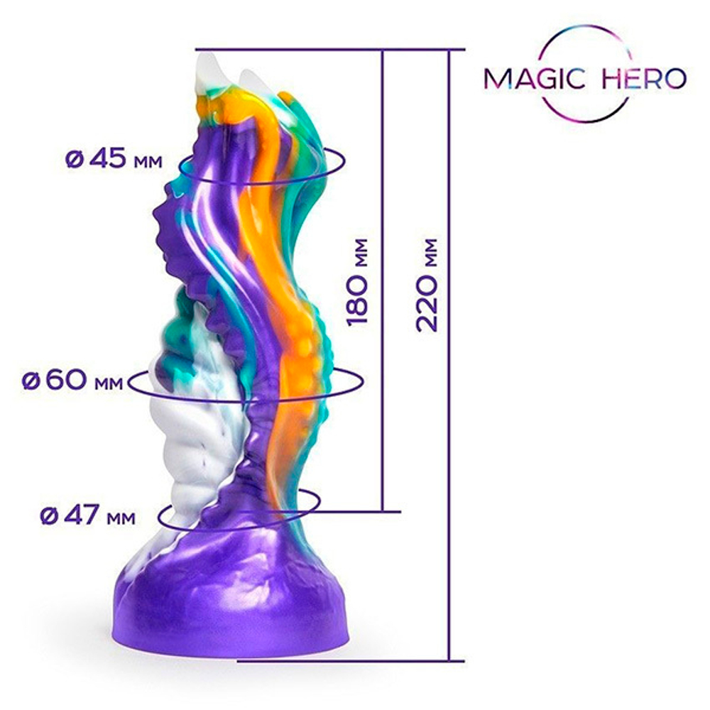 Яркий фантазийный фигурный фаллоимитатор 22см Bior Toys Magic Hero MH-13033