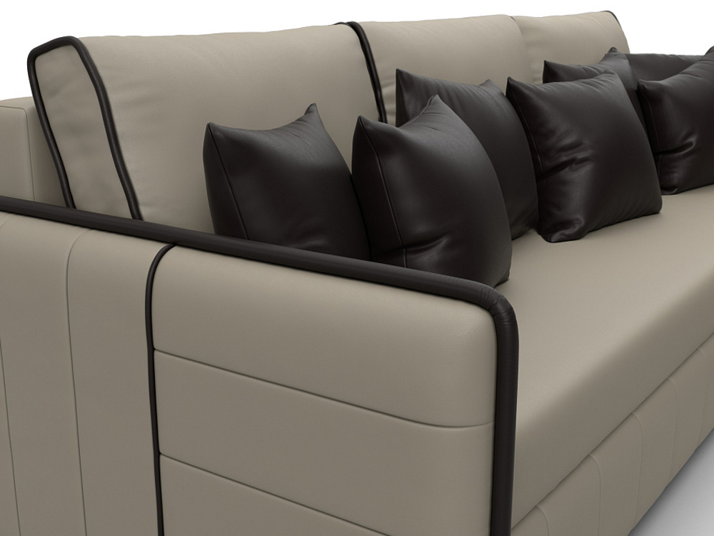 Диван угловой Лига-078 угол универсальный ЭКОКОЖА GRIFON 04 бежевый/GRIFON 12 коричневый