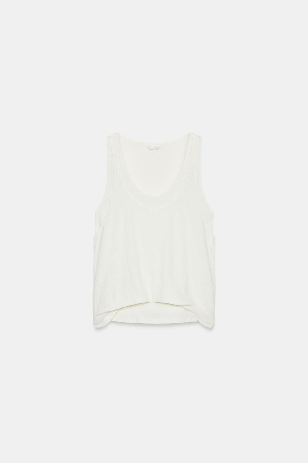 ZARA ТОП ИЗ ХЛОПКА И ЛЬНА, ЭКРЮ