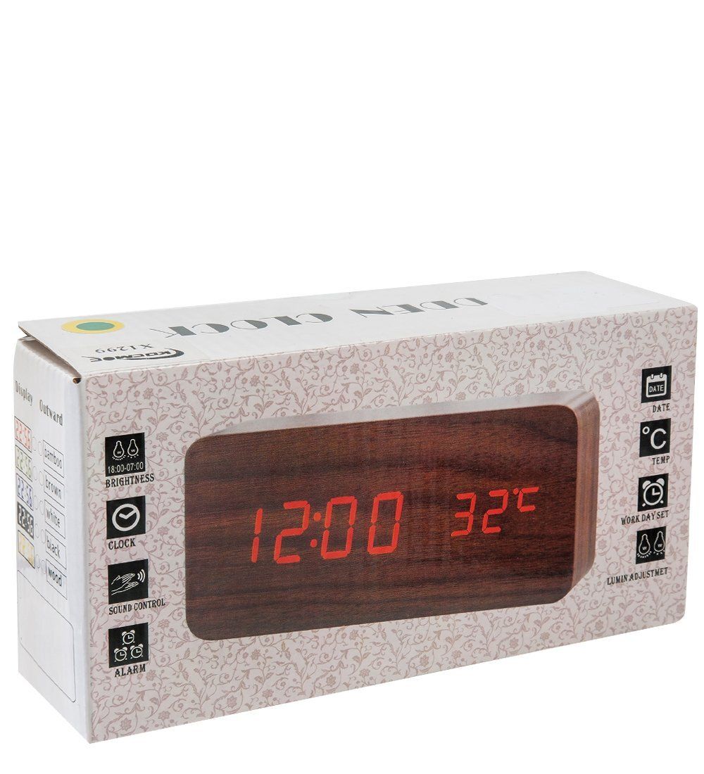 ЯЛ-07-09/15 Часы электронные (белое дерево с красной подсветкой)