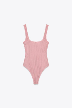 ZARA БОДИ НА БРЕТЕЛЯХ, ПУДРОВО-РОЗОВЫЙ