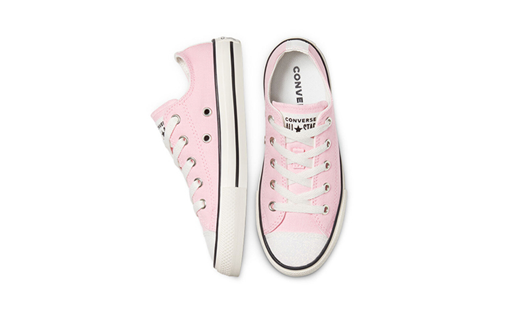 Big kids Converse All Star series Low Top comfortable casual non-slip wear-resistant low-cut children's canvas shoes pink and white