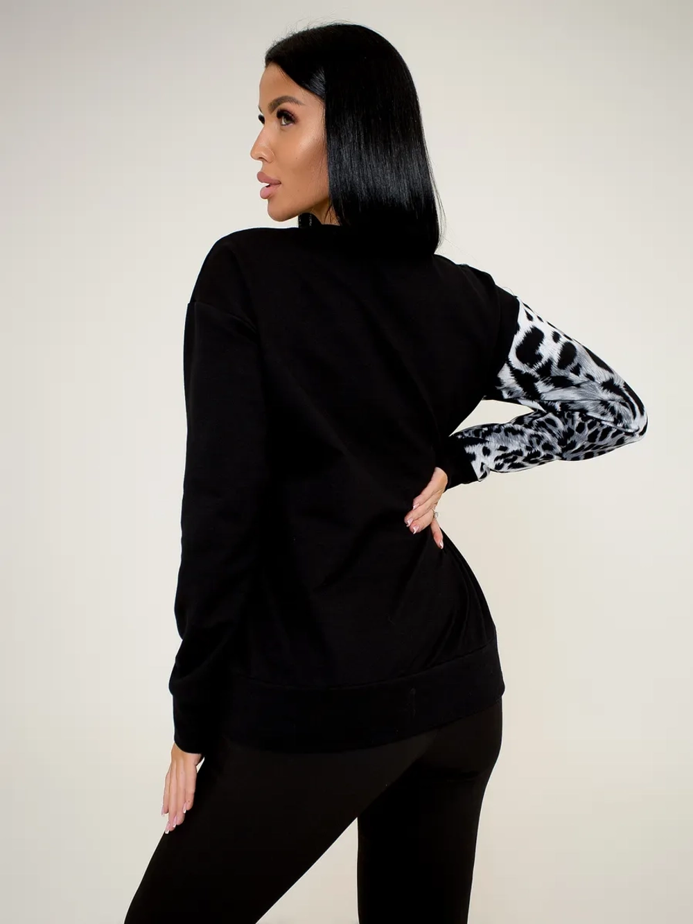 Свитшот женский больших размеров леопардовый