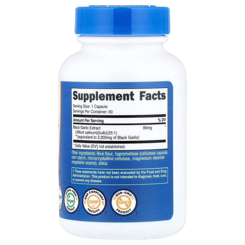 Nutricost, черный чеснок, 2000 мг, 60 капсул