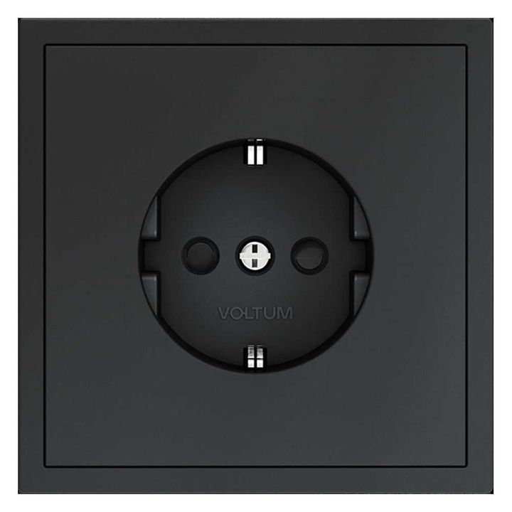 Розетка встраиваемая Voltum S70 с заземлением и защитными шторками, 16А, (графит) VLS040207
