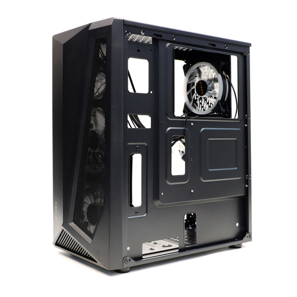 Корпус TESLA TSL-100, Без БП, ATX, RGB, чёрный, 4xRGB FAN, 2xUSB2, 1xUSB3, бок: закалённое стекло (TSL-100-4FB-RGB)