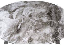 Стеклянный стол Алингсос 100(140)х100х76 черная шагрень / мрамор серый