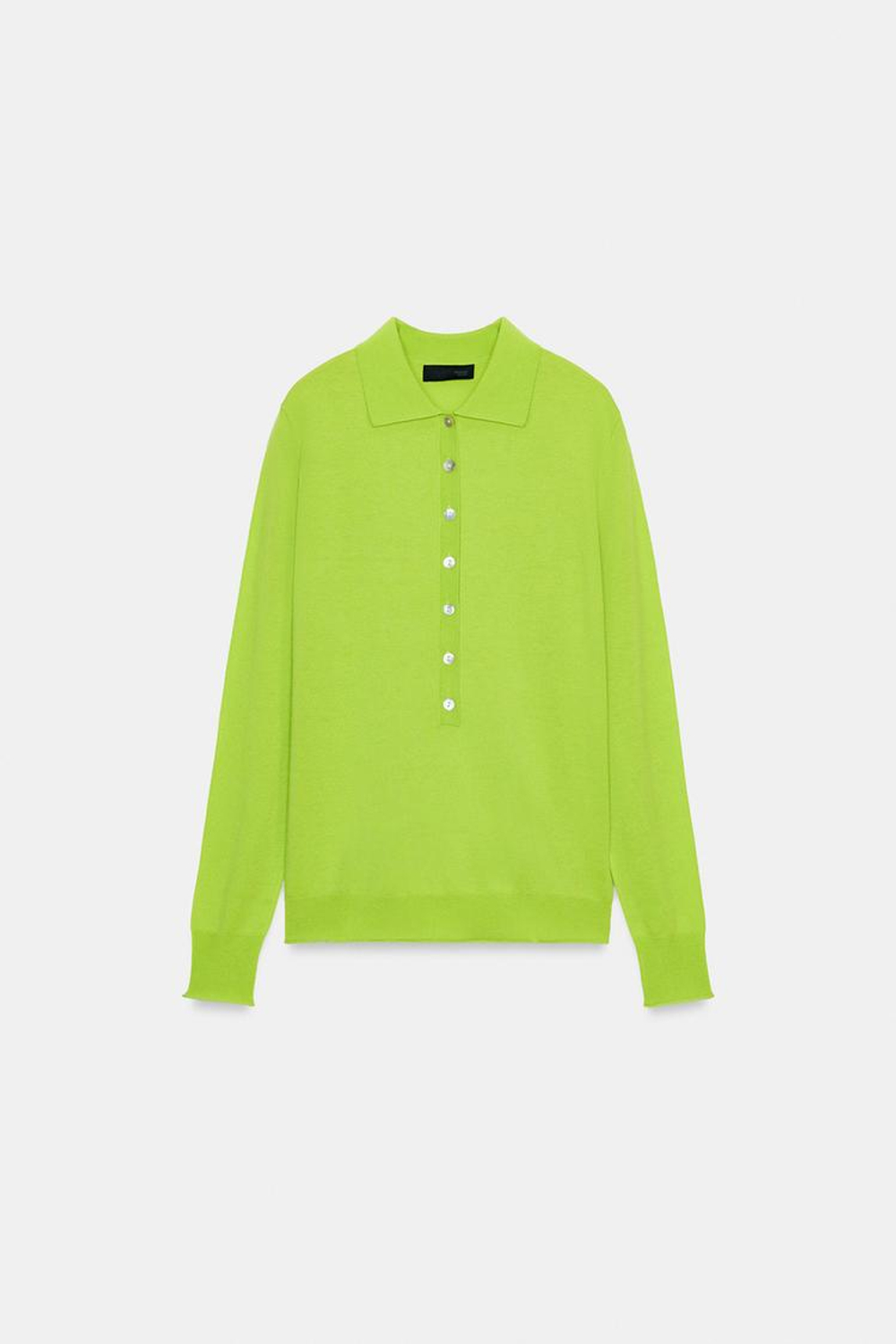 ZARA ДЖЕМПЕР С ВОРОТНИКОМ ПОЛО, ЛАЙМОВЫЙ