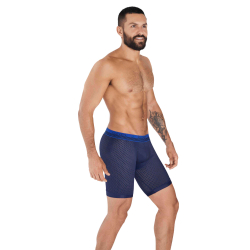 Мужские трусы боксеры удлиненные темно-синие в сетку Clever Moda PROCESS LONG BOXER 036508