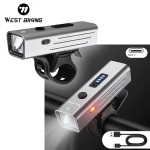 Фонарь велосипедный, передний West Biking YP0701416 Silver (аккум. 1800 mAh, Tape-C)