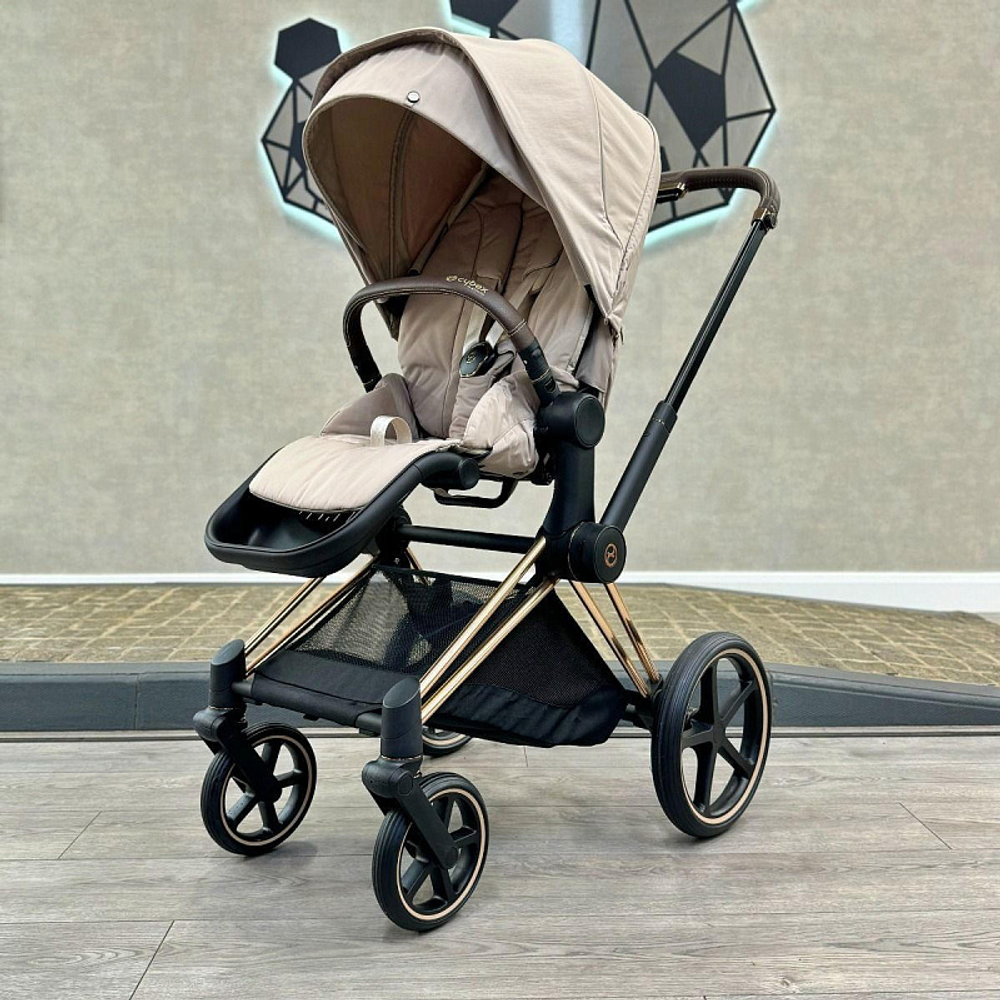 Коляска 3 в 1 Cybex Priam IV Rosegold и автокресло Cloud G i-Size Lava Grey Plus Cozy Beige