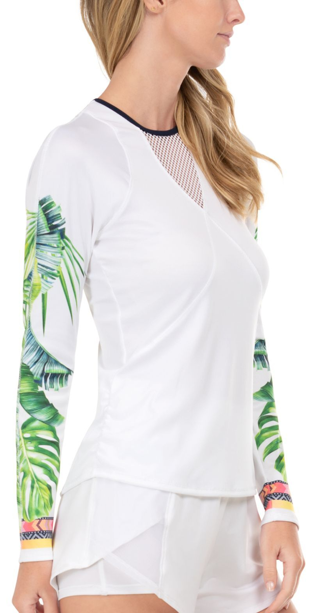 Женская теннисная футболка (dł. Рукава) Lucky in Love Palm Island Long Sleeve - white