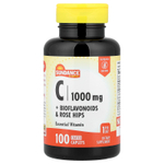 Sundance Vitamins, Витамин C + биофлавоноиды и шиповник, 100 капсуловидных таблеток, покрытых оболочкой