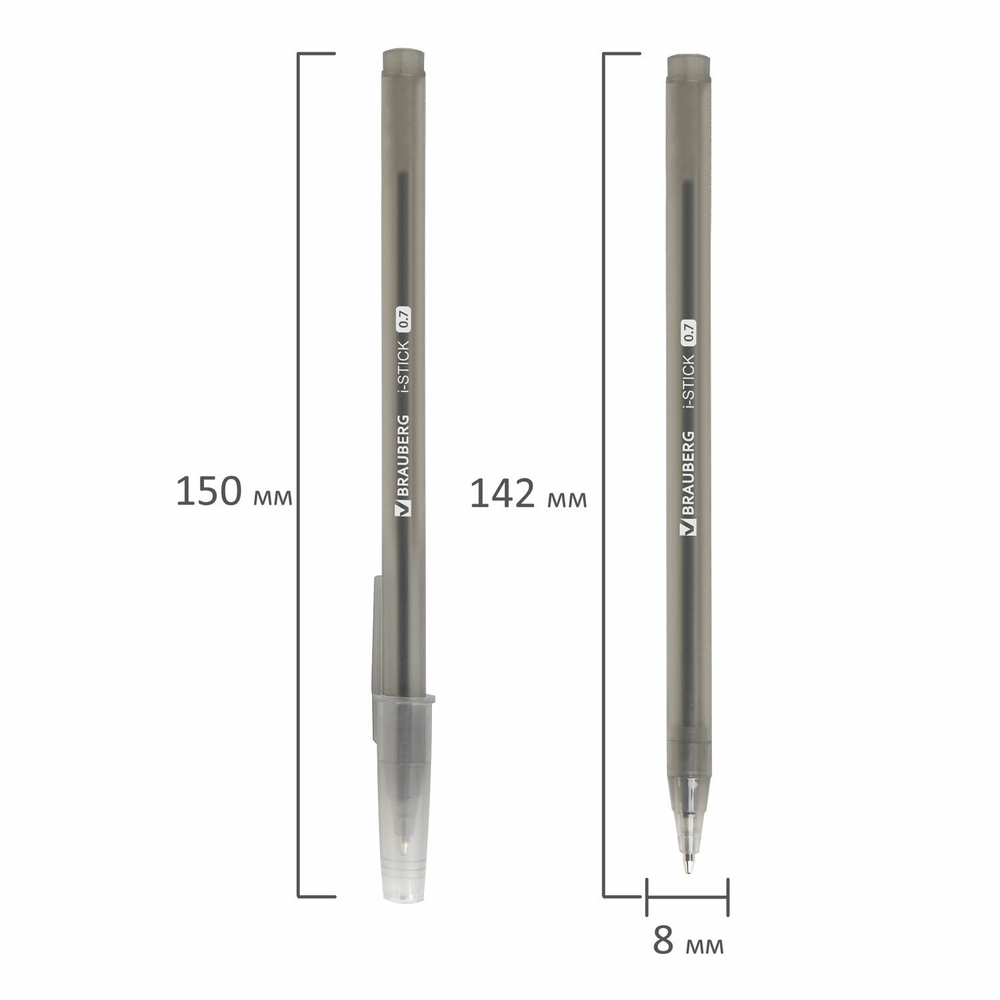 Ручка шариковая BRAUBERG "i-STICK", ЧЕРНАЯ, пишущий узел 0,7 мм, линия письма 0,35 мм, 143443