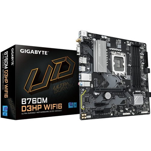 Материнская плата GIGABYTE B760M D3HP WIFI6 (LGA1700/B760/4xDDR5/PCI-Ex16/2xM.2/SB7.1/Wi-Fi/BT/GLAN/DP/HDMI/VGA/mATX)