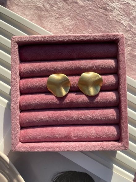 Серьги-гвоздики "Сатин. Мятый круг" 24мм (уценка)