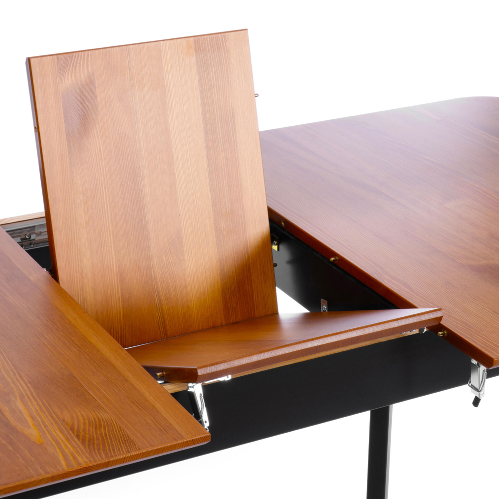 Стол Соната Люкс раздвижной/Sonata Lux extension table массив сосны, антик/чёрный, 120-(150)х75х75 см