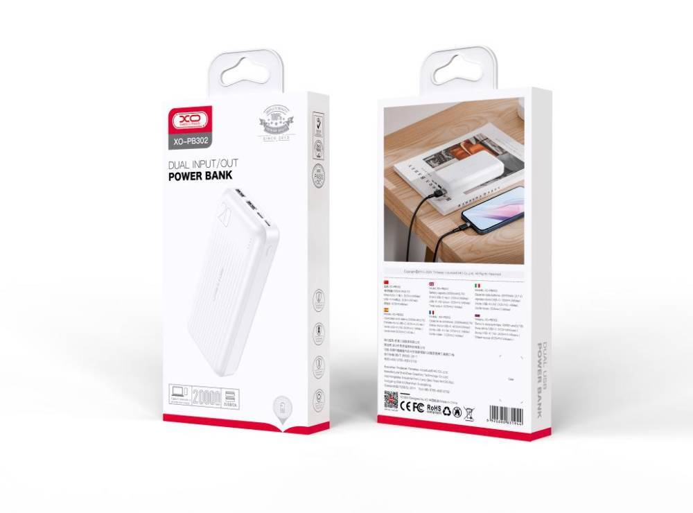 Портативный аккумулятор XO PB302 Light Display 20000mAh