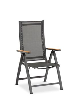 Lyon-Andy 280A+8N2R, комплект обеденной мебели антрацит/натуральный, алюминий/тик