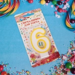 Свеча для торта Цифра Радость «6» 6*4 см, желтый
