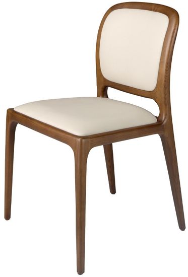 Стул 4169/CH-24075 из кремовой экокожи и дерева Испания