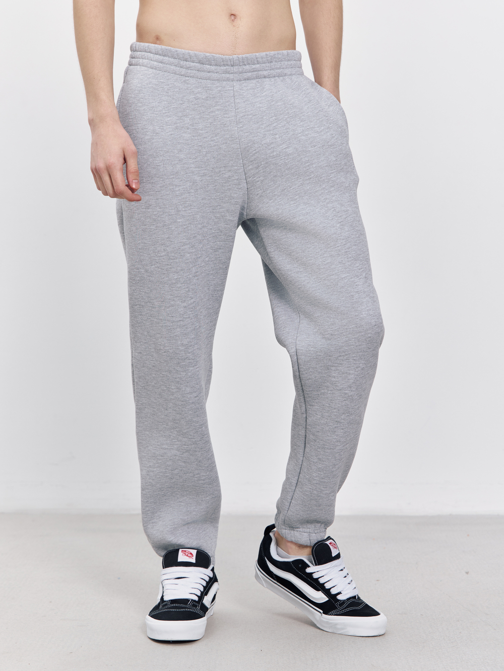 Брюки мусжкие с начесом "jogger fleece" (серый меланж)
